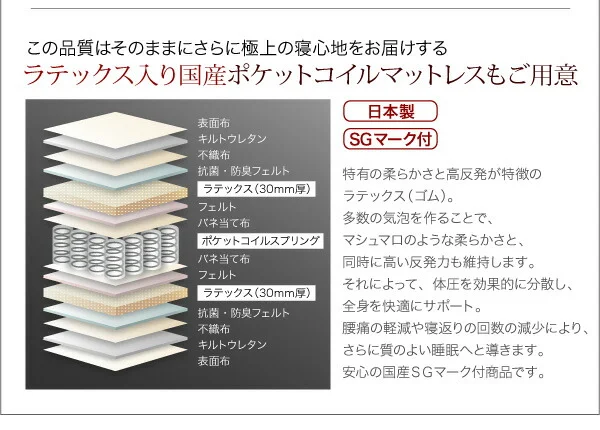 照明・コンセント付き収納ベッド Miana ミアーナ ベッドフレームのみ シングル