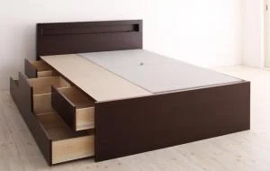 お客様組立 棚・コンセント付きチェストベッド Lagest ラジェスト ベッドフレームのみ シングル