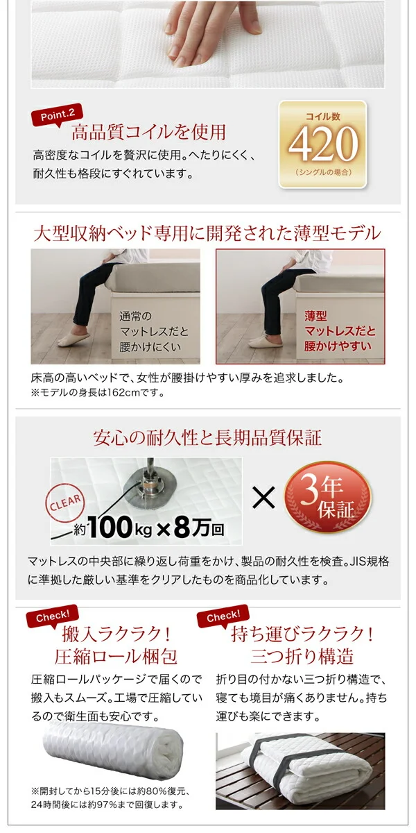 棚・コンセント付き収納ベッド Fleur フルール ベッドフレームのみ シングル レギュラー丈