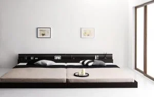 モダンライト・コンセント付き国産フロアベッド JOINT WIDE ジョイントワイド ベッドフレームのみ セミシングル