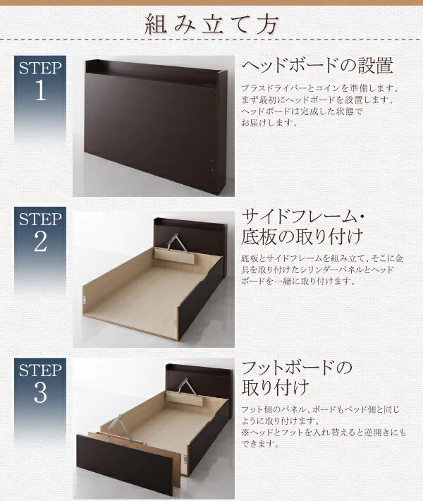 お客様組立 跳ね上げ収納ベッド Vogel フォーゲル 薄型スタンダードボンネルコイルマットレス付き 横開き ヘッド付 セミシングル ショート丈 深さラージ