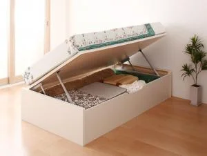 お客様組立 跳ね上げ収納ベッド Vogel フォーゲル 薄型スタンダードボンネルコイルマットレス付き 横開き ヘッド付 セミシングル ショート丈 深さラージ