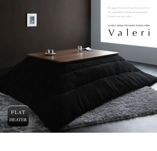 モダンデザインフラットヒーターこたつテーブル Valeri ヴァレーリ 正方形(80×80cm)
