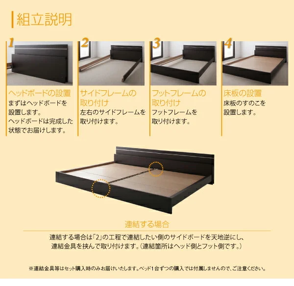 親子で寝られる・将来分割できる連結ベッド JointEase ジョイント・イース ベッドフレームのみ セミシングル