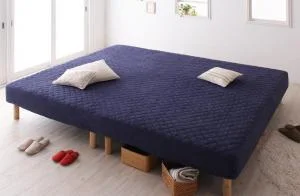 家族を繋ぐ大型マットレスベッド ELAMS エラムス ボンネルコイル マイクロファイバータイプセット クイーン 脚8cm