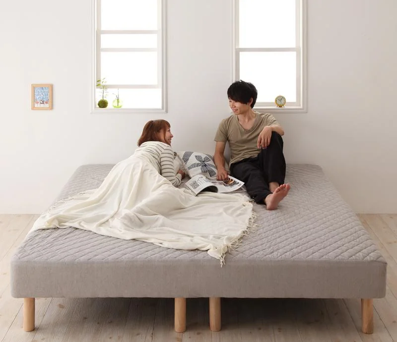 家族を繋ぐ大型マットレスベッド ELAMS エラムス ボンネルコイル マイクロファイバータイプセット クイーン 脚8cm