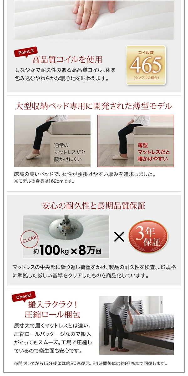お客様組立 棚・コンセント付き_大容量チェストベッド Amario アーマリオ ベッドフレームのみ セミシングル