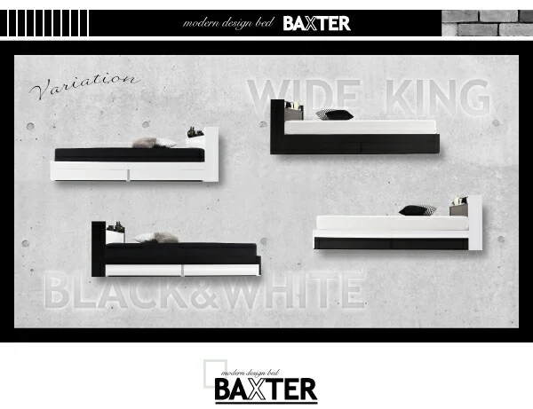 棚・コンセント・収納付き大型モダンデザインベッド BAXTER バクスター ベッドフレームのみ ワイドK200(S×2)