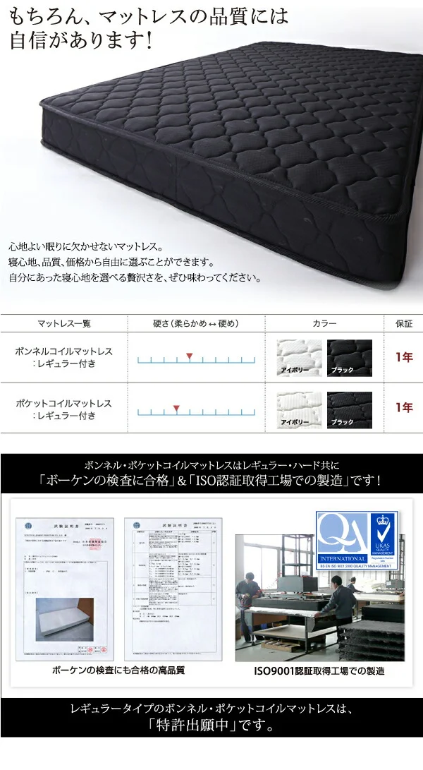 棚・コンセント・収納付き大型モダンデザインベッド BAXTER バクスター ベッドフレームのみ ワイドK200(S×2)