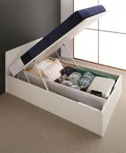 お客様組立 フラットヘッドコンセント付跳ね上げ収納ベッド Mulante ムランテ ベッドフレームのみ セミシングル 深さレギュラー