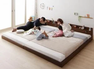 棚・照明・コンセント付ロング丈連結ベッド JointLong ジョイント・ロング ベッドフレームのみ セミシングル ロング丈