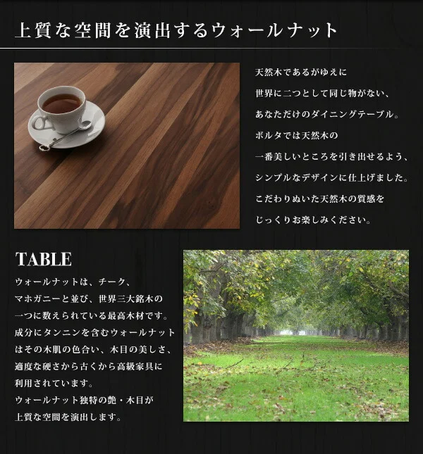 天然木ウォールナット材 伸縮式ダイニングセット Bolta ボルタ ダイニングテーブル W120-180