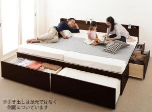 お客様組立 大容量収納ファミリーチェストベッド TRACT トラクト ベッドフレームのみ A+A ワイドK200