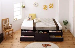 シンプルデザイン_大容量チェストベッド SchranK シュランク ベッドフレームのみ セミシングル
