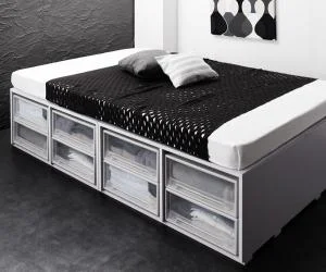衣装ケースも入る大容量デザイン収納ベッド SCHNEE シュネー ベッドフレームのみ 引き出しなし シングル