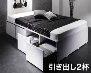 衣装ケースも入る大容量デザイン収納ベッド SCHNEE シュネー ベッドフレームのみ 引き出しなし シングル