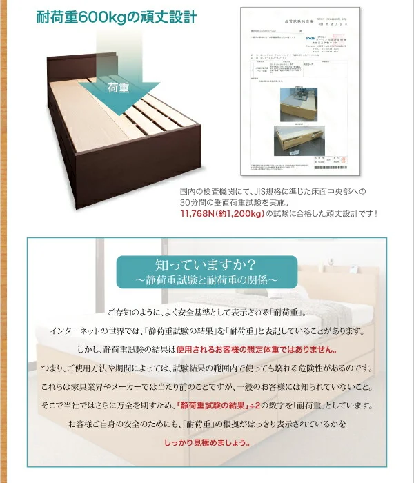 お客様組立 長く使える棚・コンセント付国産頑丈チェスト収納ベッド Heracles ヘラクレス ベッドフレームのみ セミシングル