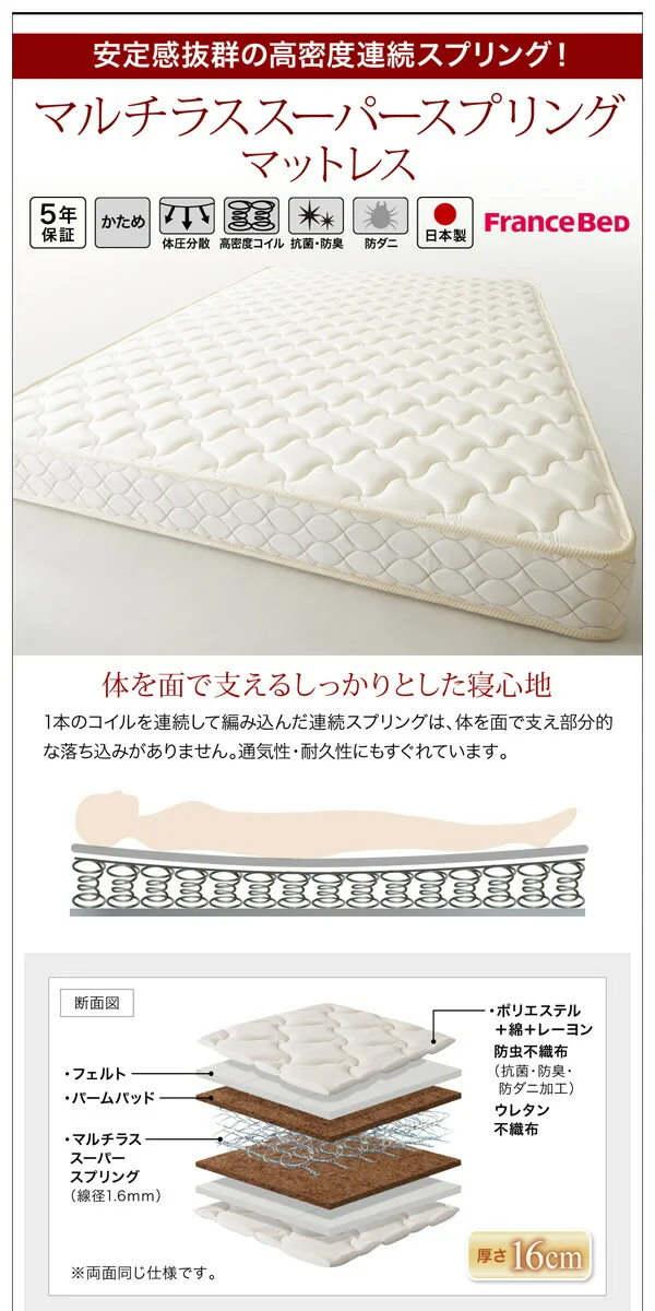 お客様組立 長く使える棚・コンセント付国産頑丈2杯収納ベッド Rhino ライノ ベッドフレームのみ シングル
