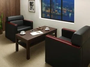 条件や目的に応じて選べる高級木肘デザイン応接ソファセット Office Grade オフィスグレード ソファ3点＆テーブル 4点セット 1P×2＋2P
