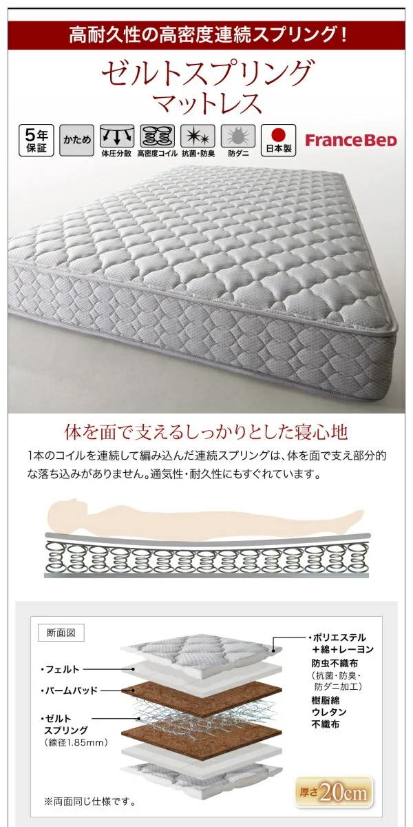 お客様組立 国産跳ね上げ収納ベッド Clory クローリー ベッドフレームのみ 横開き セミシングル 深さレギュラー