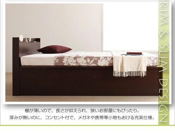 お客様組立 国産跳ね上げ収納ベッド Freeda フリーダ 薄型スタンダードボンネルコイルマットレス付き 横開き セミシングル 深さレギュラー
