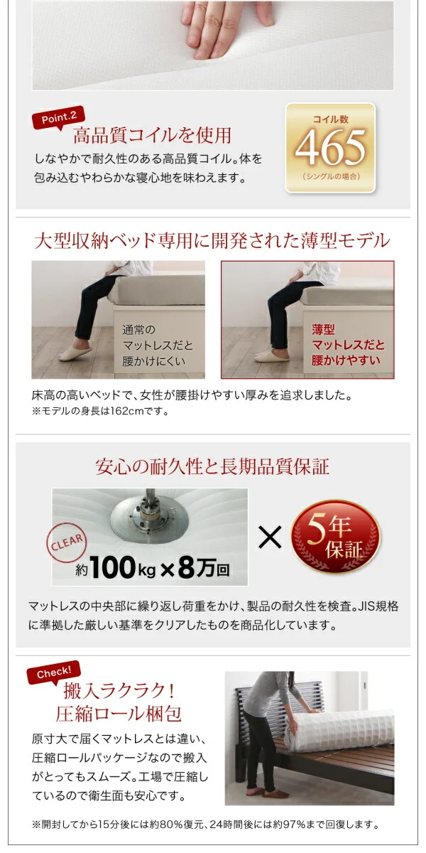 お客様組立 国産跳ね上げ収納ベッド Regless リグレス ベッドフレームのみ 横開き セミシングル 深さレギュラー