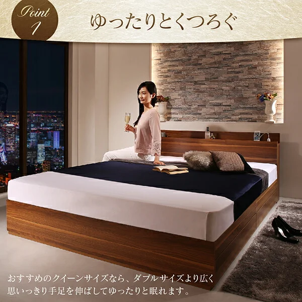 棚・コンセント付収納ベッド Irvine アーヴァイン ベッドフレームのみ シングル