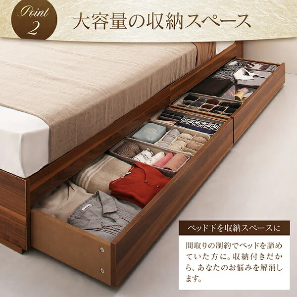 棚・コンセント付収納ベッド Irvine アーヴァイン ベッドフレームのみ シングル