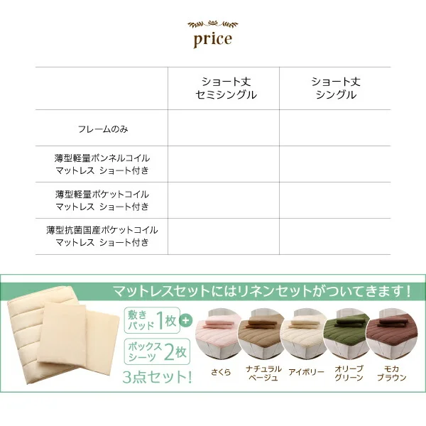 コンパクトロフトベッド Slimfit スリムフィット ベッドフレームのみ セミシングル ショート丈