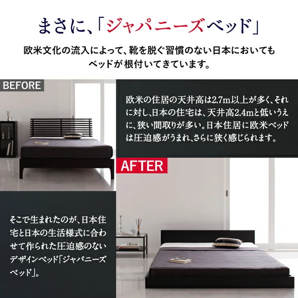 ワンルーム コンパクト おしゃれ セミダブル シンプル フロア ローベッド HIRO ヒロ  ベッドフレームのみ セミダブル