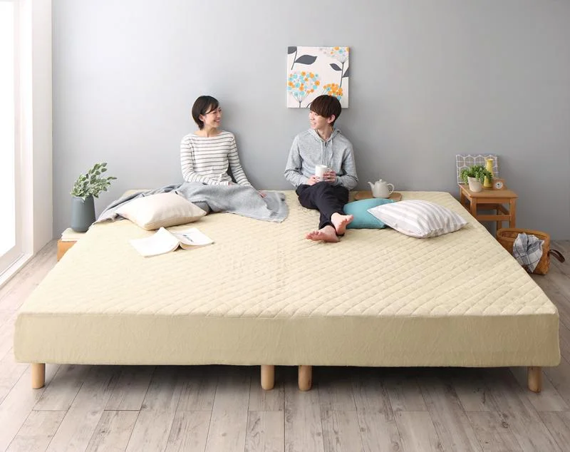 すのこ構造 脚付きマットレス ボトムファミリーベッド ALAMS アラムス スタンダードボンネルコイルマットレス付き クイーン(SS×2)
