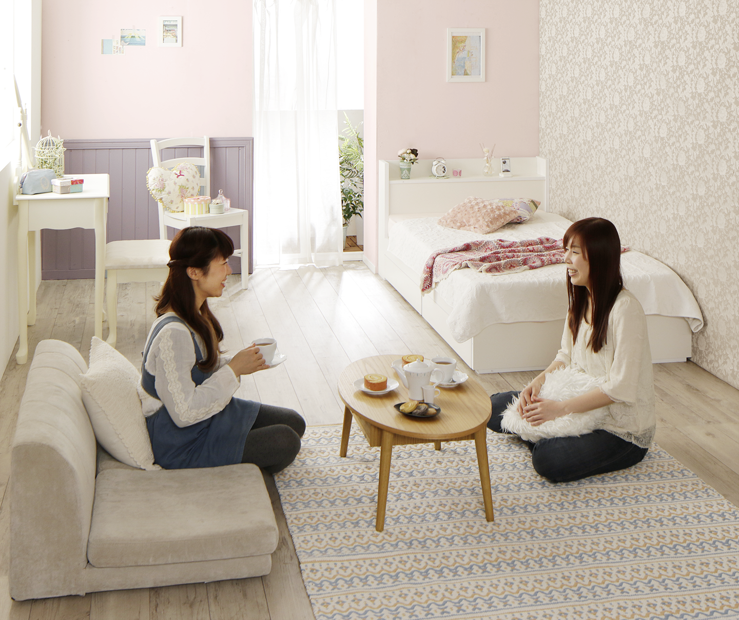 ショート丈収納ベッド/フルール2 Fleur2 ベッドフレームのみ セミシングル ショート丈