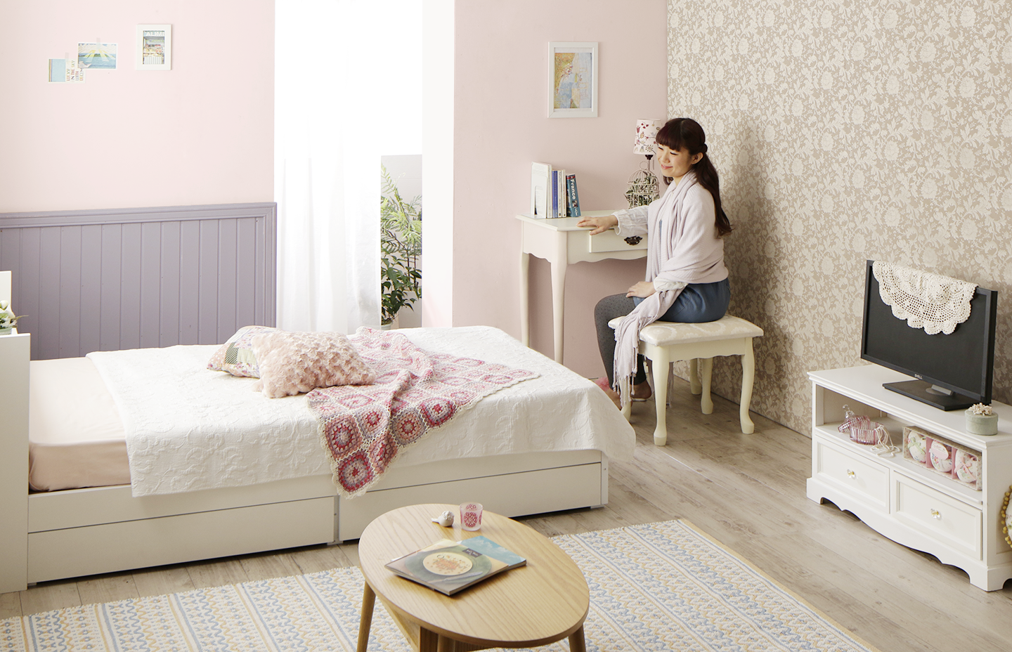 ショート丈収納ベッド/フルール2 Fleur2 ベッドフレームのみ セミシングル ショート丈