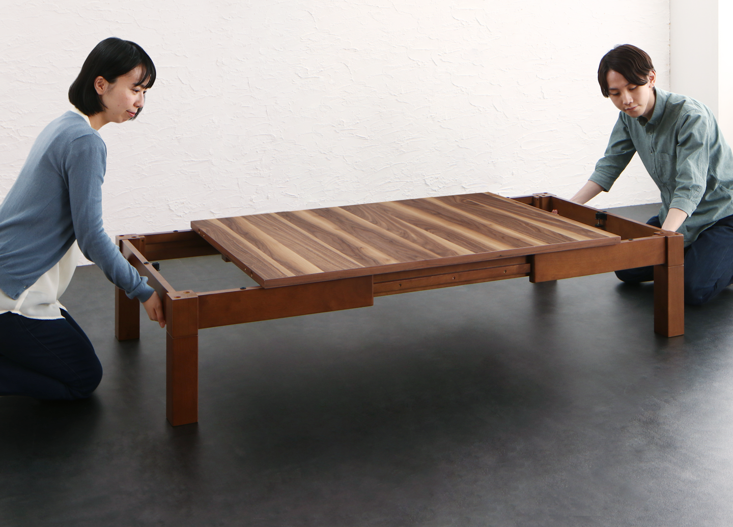 3段階伸縮こたつテーブル/ワイデンアルファ2 長方形(80×120〜180cm)