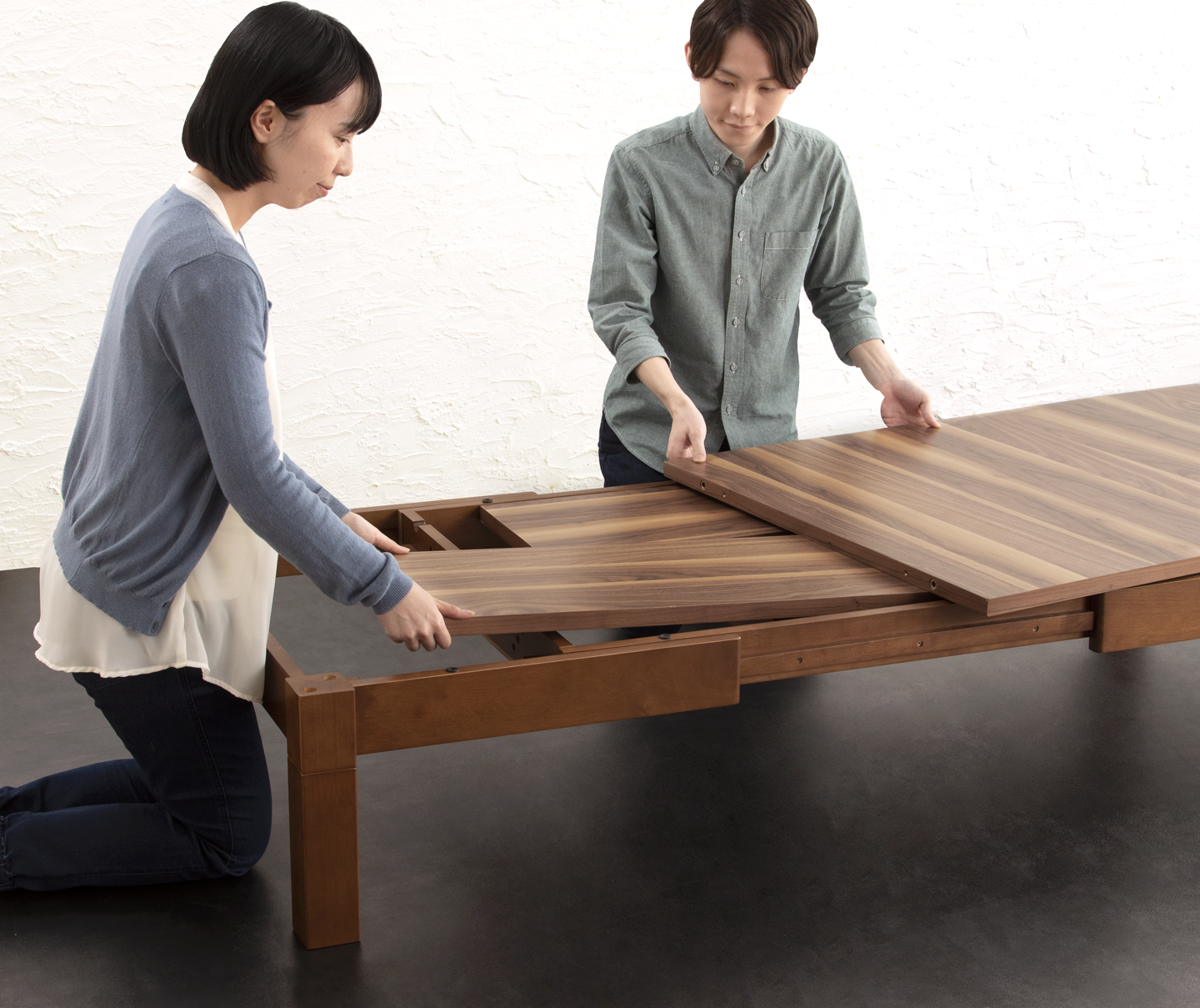 3段階伸縮こたつテーブル/ワイデンアルファ2 長方形(80×120〜180cm)