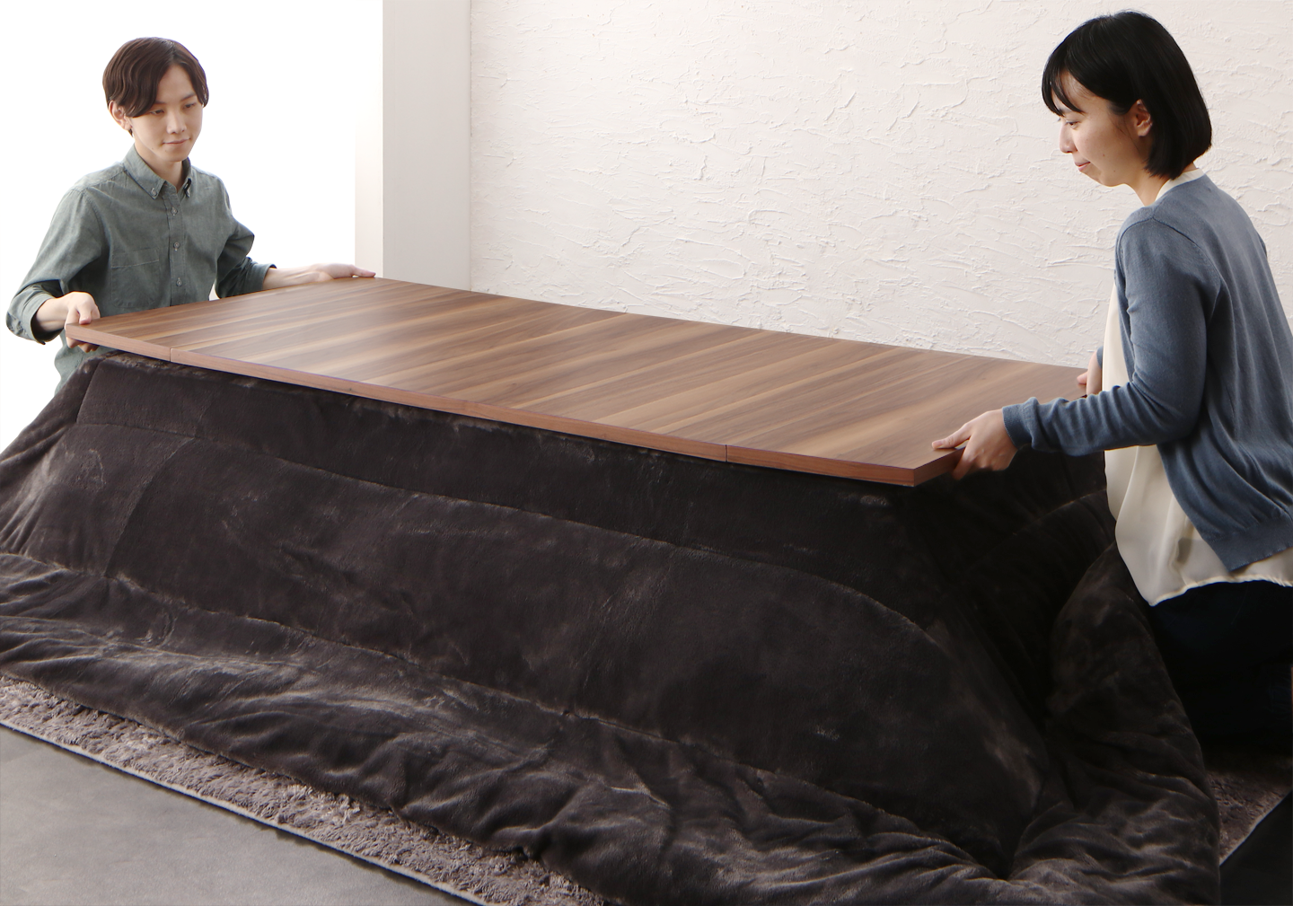 3段階伸縮こたつテーブル/ワイデンアルファ2 長方形(80×120〜180cm)