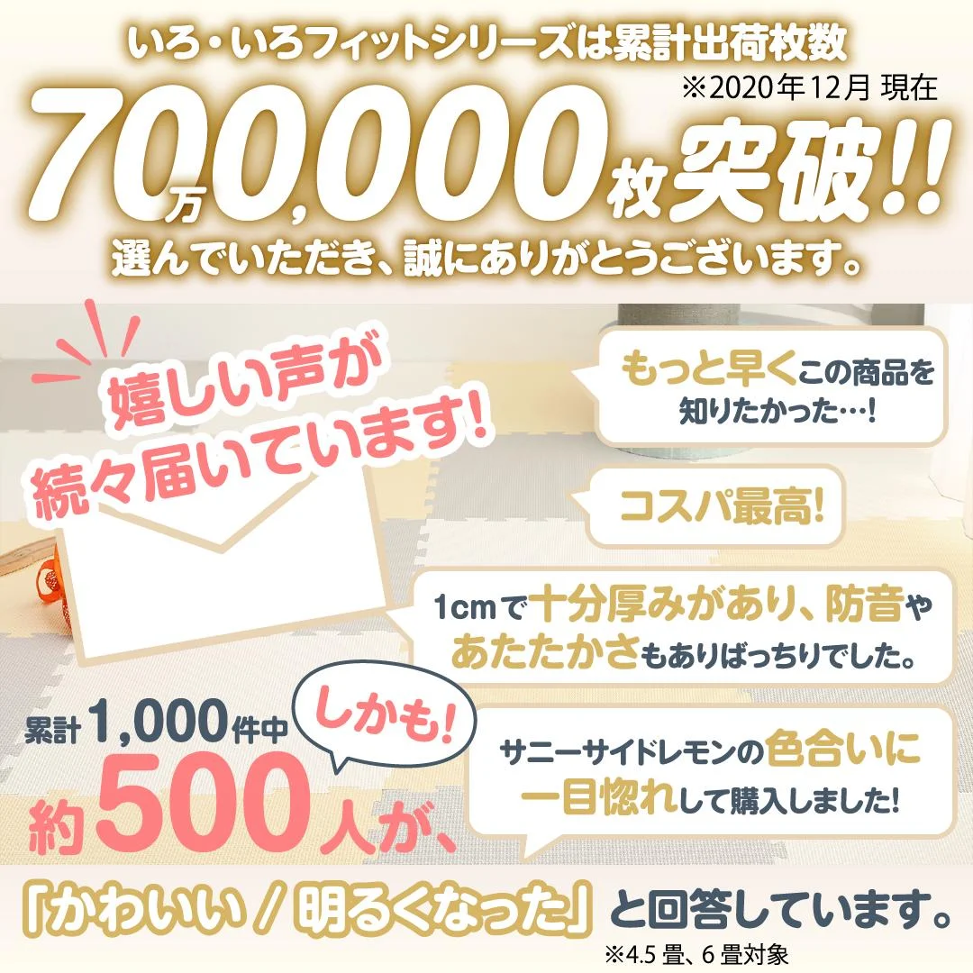 ジョイントマット いろ・いろフィット 45cm角 10mm厚 尺五 12枚 1.5畳