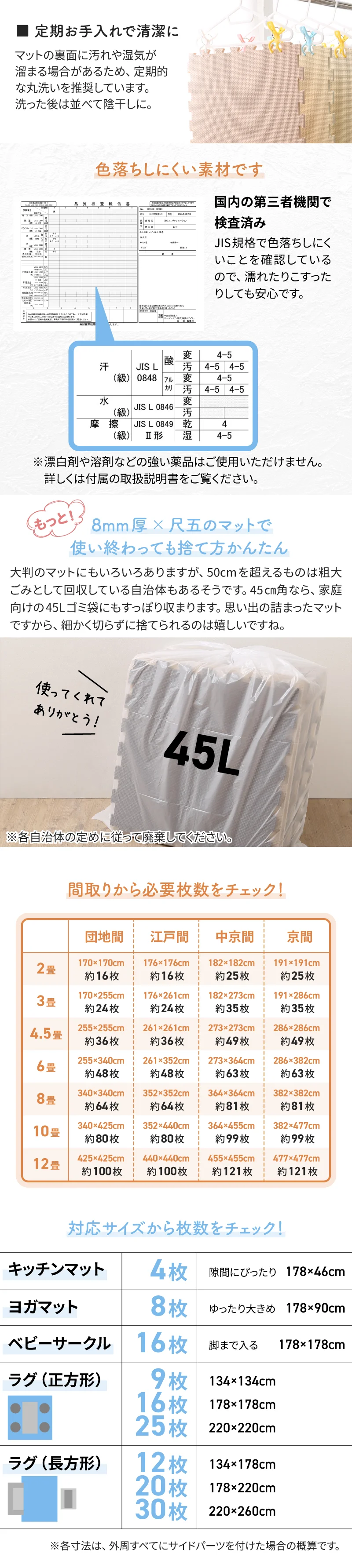 ジョイントマット いろ・いろフィット 45cm角 10mm厚 尺五 12枚 1.5畳