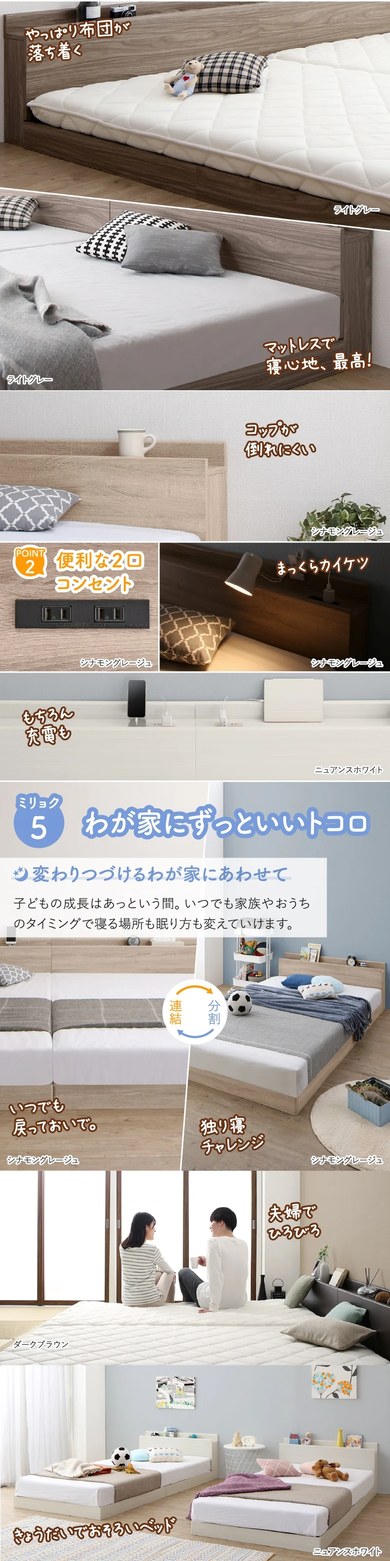 ファミリーベッド ベッドフレームのみ WK200(S+S)
