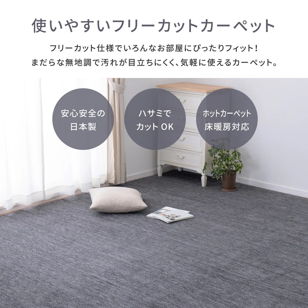 ペットにやさしい平織カーペット ラウム 江戸間1帖 88×176cm