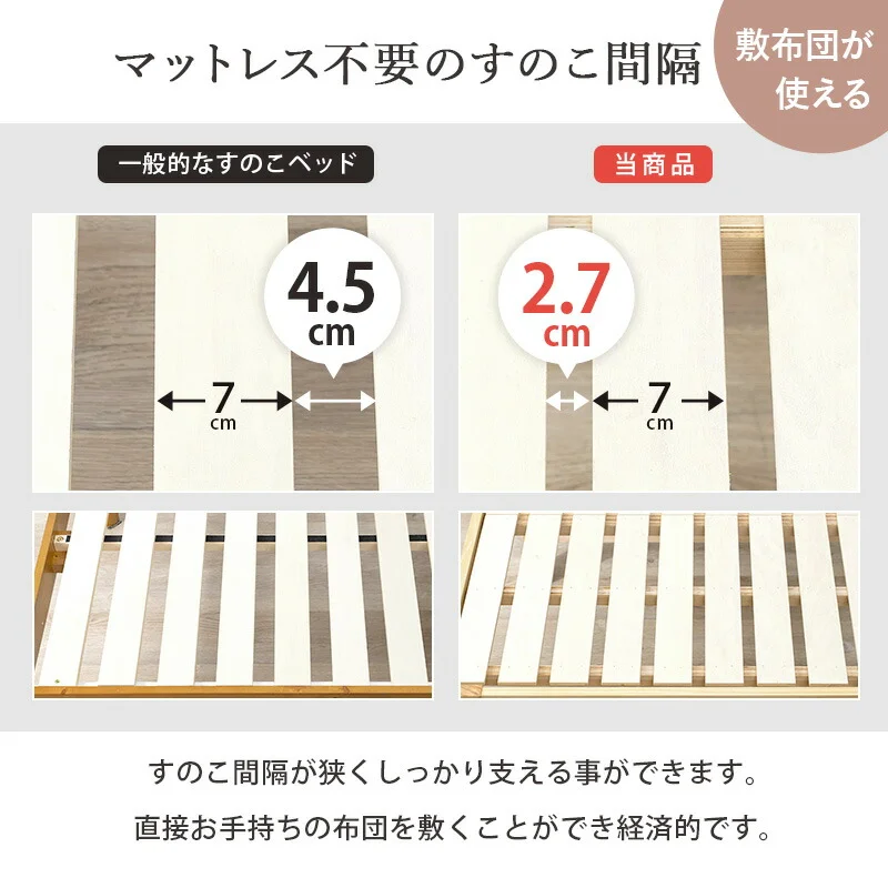 すのこベッド-ショート丈 セミシングル