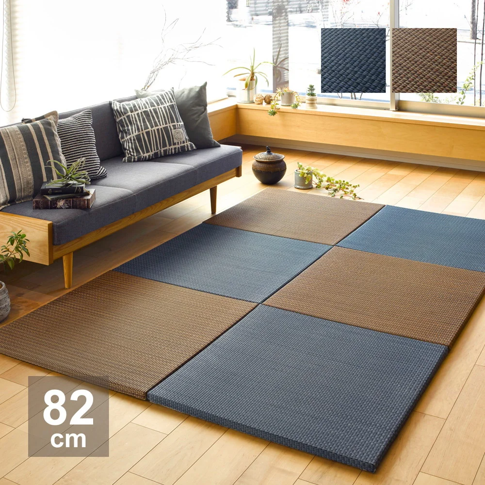 アジアンテイストの軽量置き畳 南風 6枚セット 82×82×2.5cm