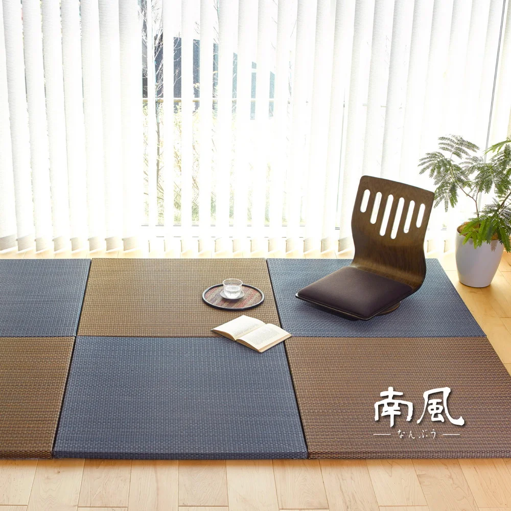 アジアンテイストの軽量置き畳 南風 6枚セット 82×82×2.5cm