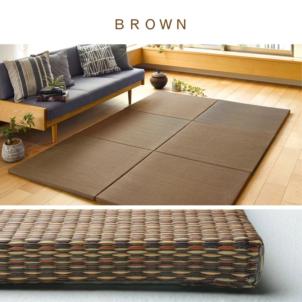 アジアンテイストの軽量置き畳 南風 6枚セット 82×82×2.5cm