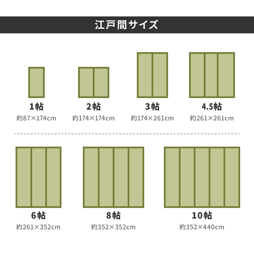 い草カーペット 白馬(はくば) 江戸間 1畳(87×174)