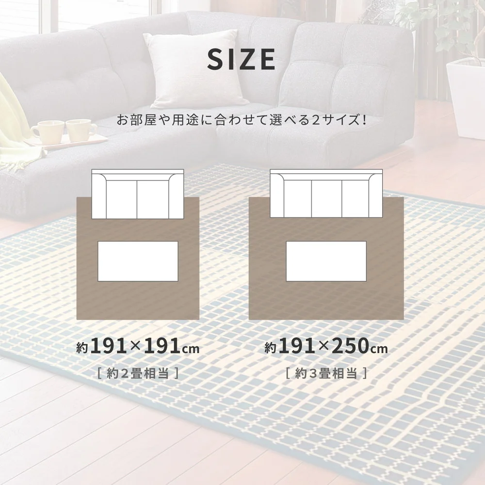 国産い草ラグ(裏貼り) 右京(うきょう) 191×191cm