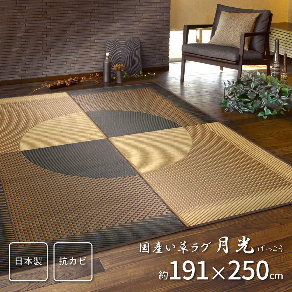 国産い草ラグ(裏貼り) 月光 191×191cm