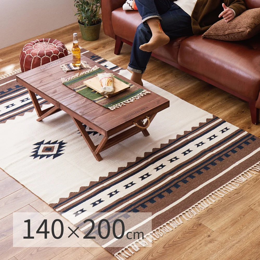 手織りウールのキリム ラグマット 140×200cm